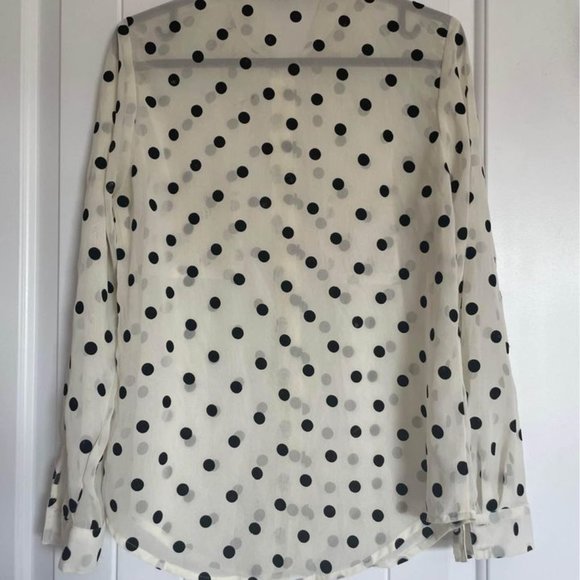 American Apparel Flock Polka Dot Basic Button Up Blouse - Picture 4 of 5